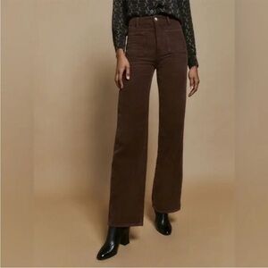 Reformation Jeans Alyssa High Rise Wide Leg Corduroy in Cafe Brown